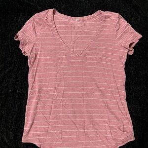 Lululemon Striped V-Neck Short Sleeve Tee